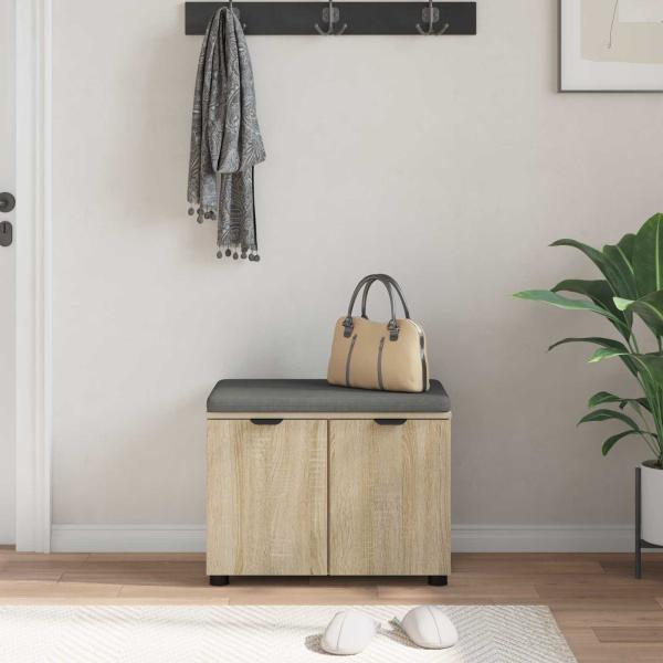 Flurbank mit Kissen mit Regal Sonoma-Eiche 60 x 38 x 46 cm