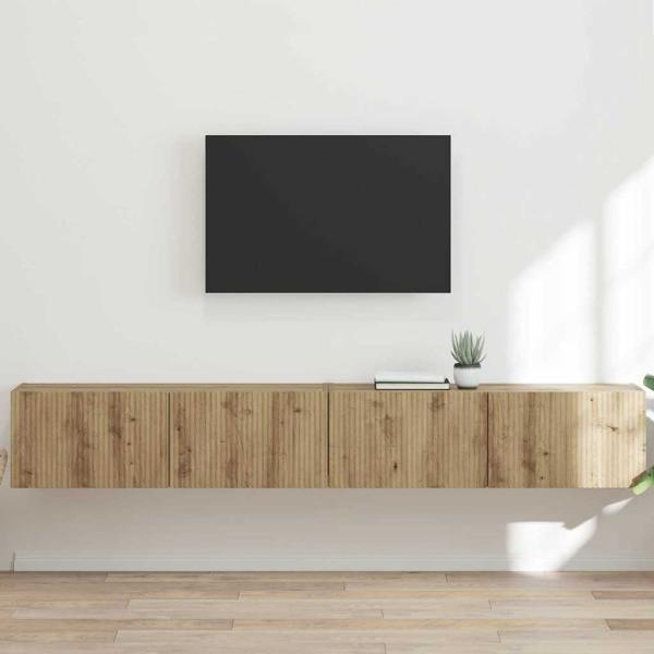 ARDEBO.de - TV-Wandschrank 2 stk. Kunsthandwerk Eiche Holzwerkstoff