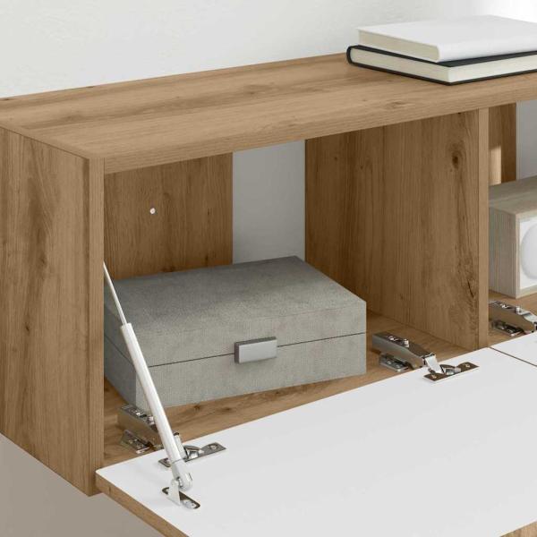 TV-Wandschrank 2 stk. Kunsthandwerk Eiche Holzwerkstoff