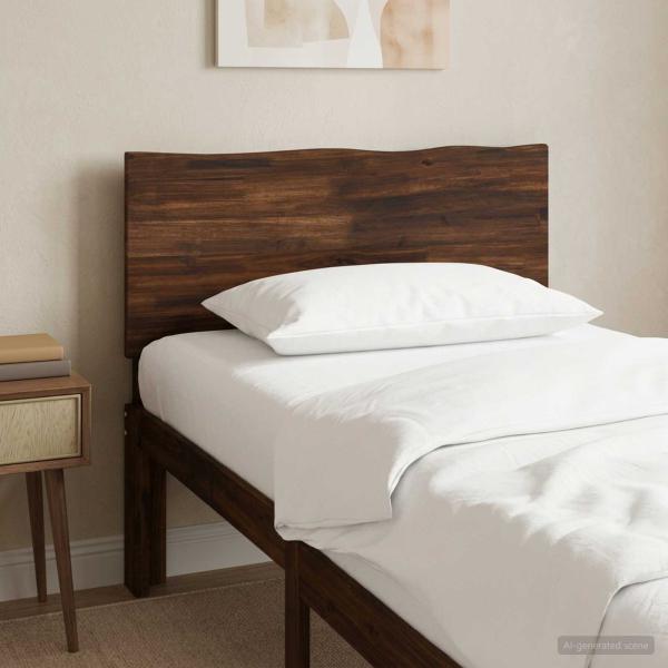 ARDEBO.de - Baumkanten-Kopfteil ROSTOCK Dunkelbraun 80 cm Massivholz Akazie