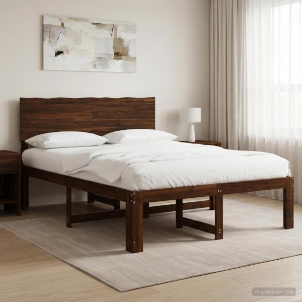 ARDEBO.de - Doppelbettgestell mit Kopfteil ROSTOCK Dunkelbraun 120 x 190 cm
