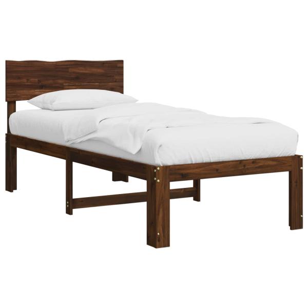 Einzelbettgestell mit Kopfteil ROSTOCK Dunkelbraun 75 x 190 cm