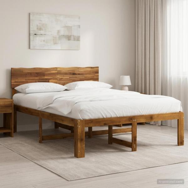 ARDEBO.de - Doppelbettgestell mit Kopfteil ROSTOCK Natur 135 x 190 cm