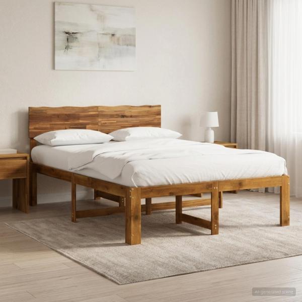 ARDEBO.de - Doppelbettgestell mit Kopfteil ROSTOCK Natur 140 x 190 cm