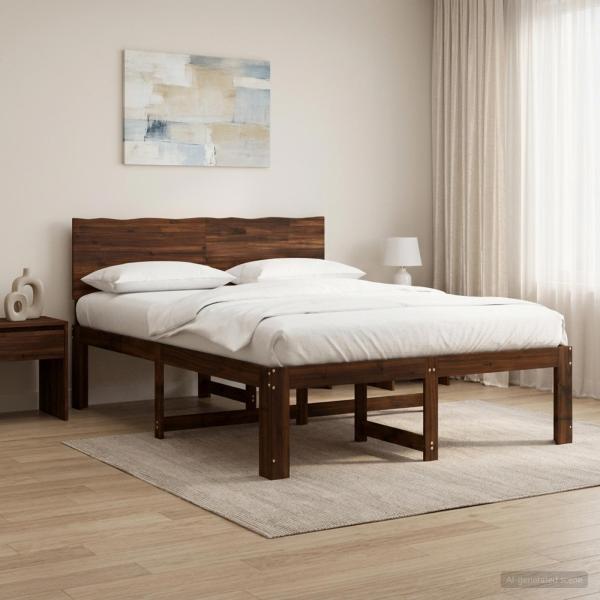 ARDEBO.de - Doppelbettgestell mit Kopfteil ROSTOCK Dunkelbraun 120 x 190 cm