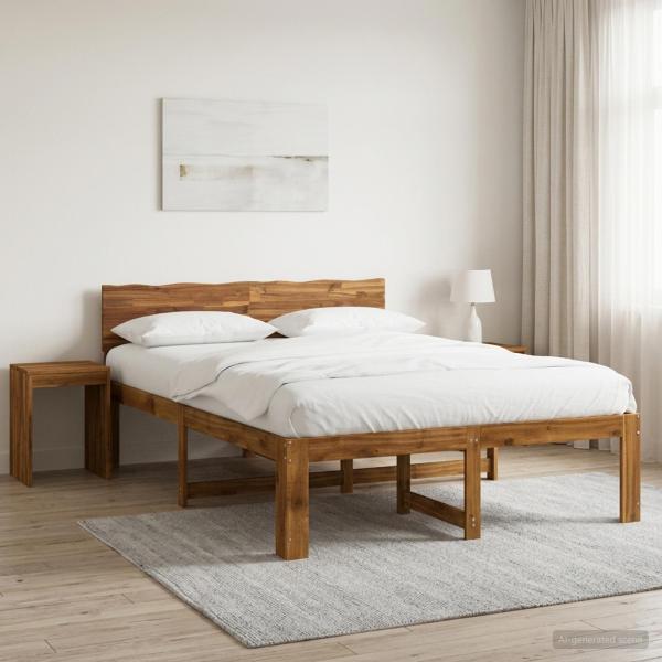 ARDEBO.de - Doppelbettgestell mit Kopfteil ROSTOCK Natur 120 x 190 cm