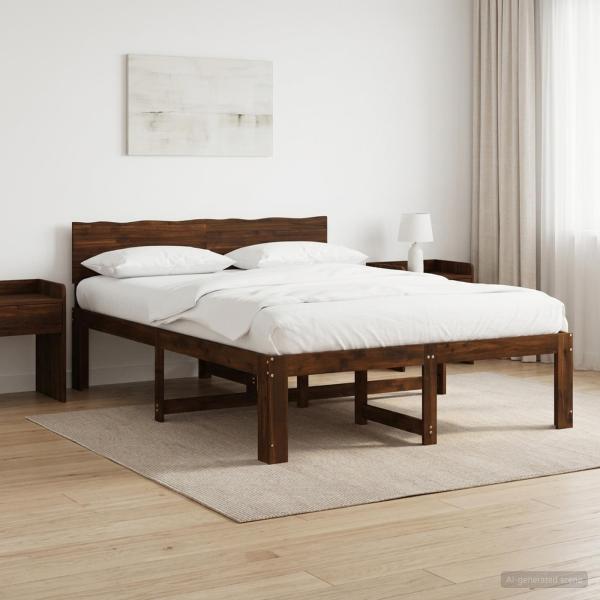 ARDEBO.de - Doppelbettgestell mit Kopfteil ROSTOCK Dunkelbraun 135 x 190 cm