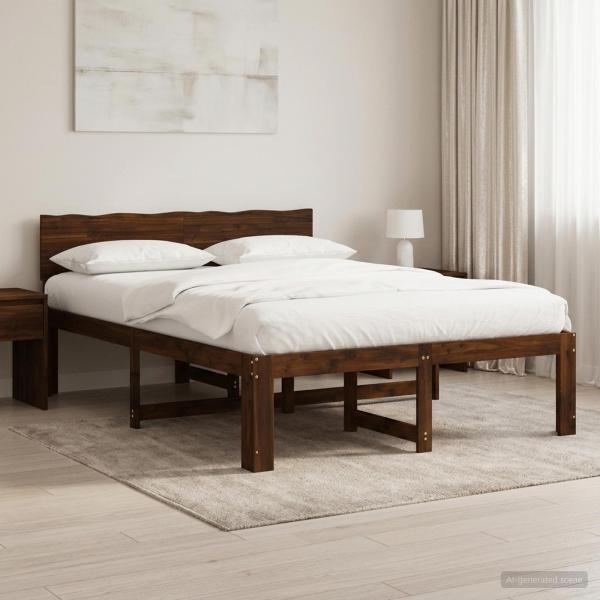 ARDEBO.de - Doppelbettgestell mit Kopfteil ROSTOCK Dunkelbraun 140 x 190 cm