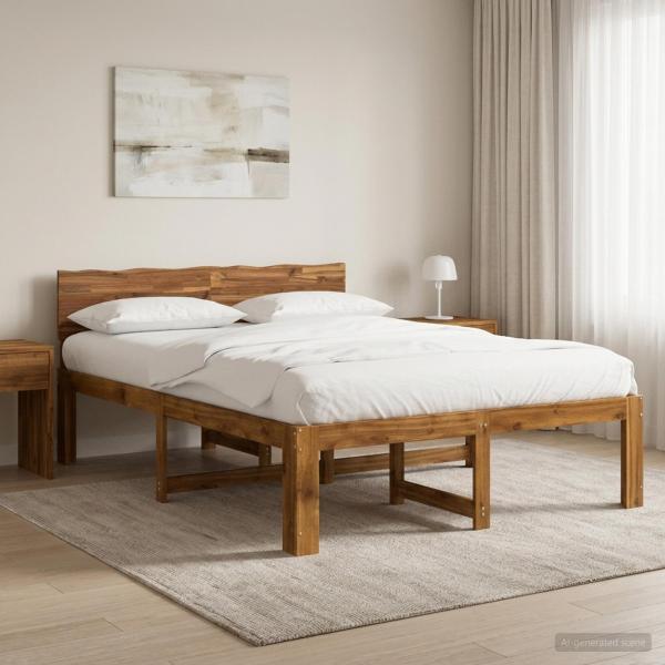 ARDEBO.de - Doppelbettgestell mit Kopfteil ROSTOCK Natur 140 x 190 cm