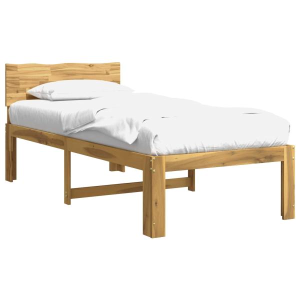 Einzelbettgestell mit Kopfteil ROSTOCK Weiß gewaschen