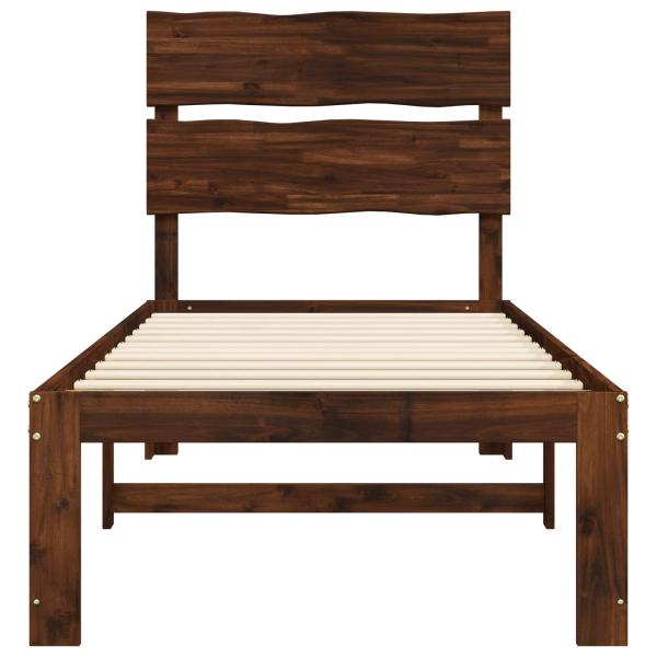 Einzelbettgestell mit Kopfteil ROSTOCK Dunkelbraun 90 x 200 cm