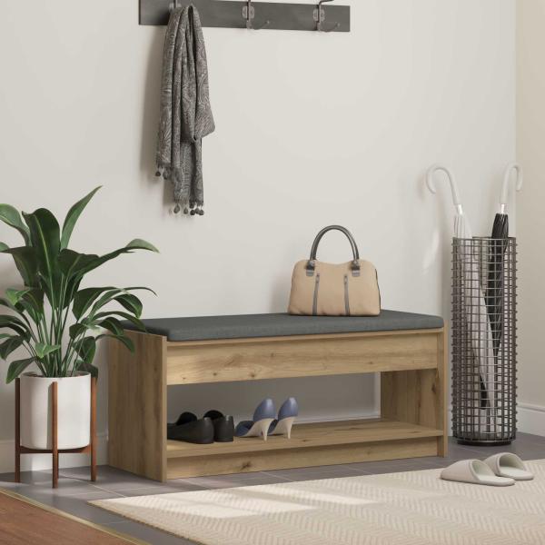 ARDEBO.de - Schuhbank mit Kissen Artisan-Eiche 103 x 38 x 45 cm
