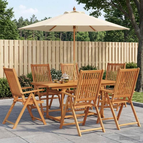 ARDEBO.de - Essgruppe für draußen mit Sonnenschirm 8 stk. 6-Sitzer