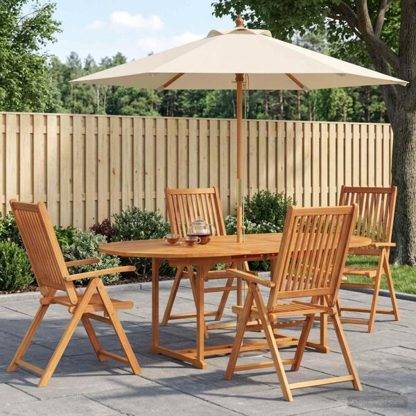 ARDEBO.de - Essgruppe für draußen mit Sonnenschirm 6 stk. 4-Sitzer