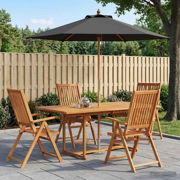ARDEBO.de - Essgruppe für draußen mit Sonnenschirm 6 stk.