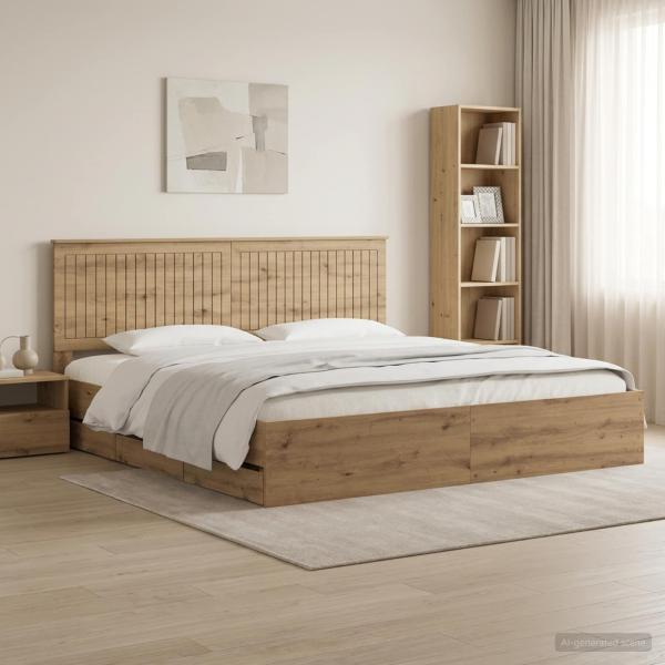 ARDEBO.de - Bed Frame with Storage and Headboard Artisan Oak 180 x 200 cm