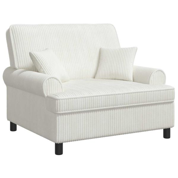 ARDEBO.de - XXL-Sessel mit Kissen Creme 1,5 Linien Stoff