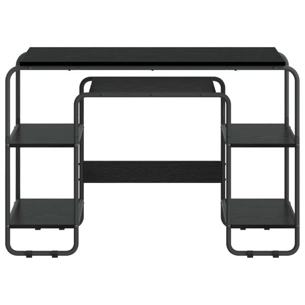 Schreibtisch mit Stauraum Schwarz Eichen-Optik