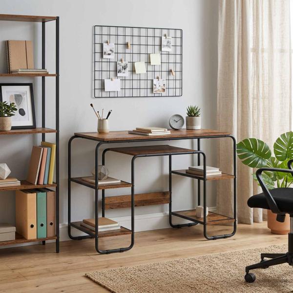 ARDEBO.de - Schreibtisch mit Stauraum Altholz 113,5 x 52 x 75,5 cm