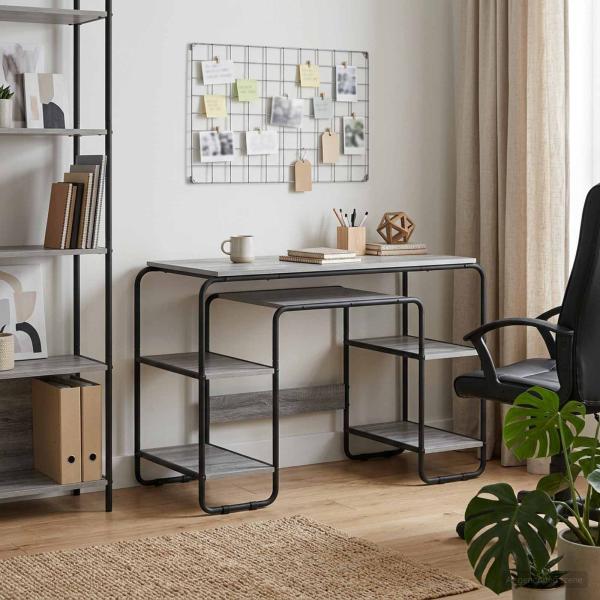 ARDEBO.de - Schreibtisch mit Stauraum Sonoma-Grau 113,5 x 52 x 75,5 cm