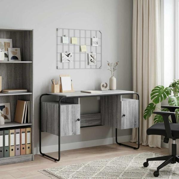 ARDEBO.de - Schreibtisch mit Stauraum Sonoma-Grau 120 x 50,5 x 75,5 cm