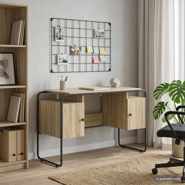 ARDEBO.de - Schreibtisch mit Stauraum Sonoma-Eiche 120 x 50,5 x 75,5 cm