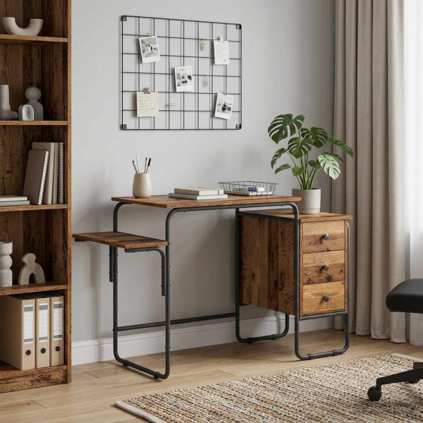 ARDEBO.de - Schreibtisch mit Stauraum Altholz 120 x 50 x 75 cm