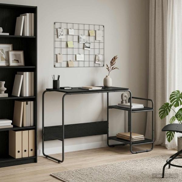 ARDEBO.de - Schreibtisch mit Stauraum Schwarz Eichen-Optik