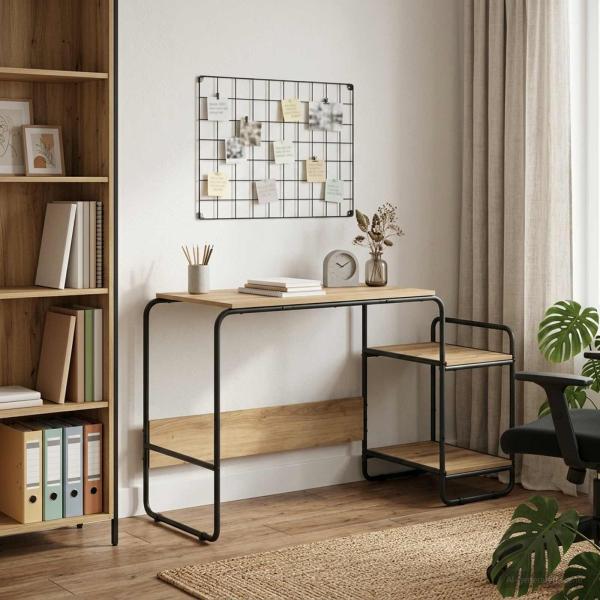ARDEBO.de - Schreibtisch mit Stauraum Artisan-Eiche 131,5 x 50 x 75,5 cm