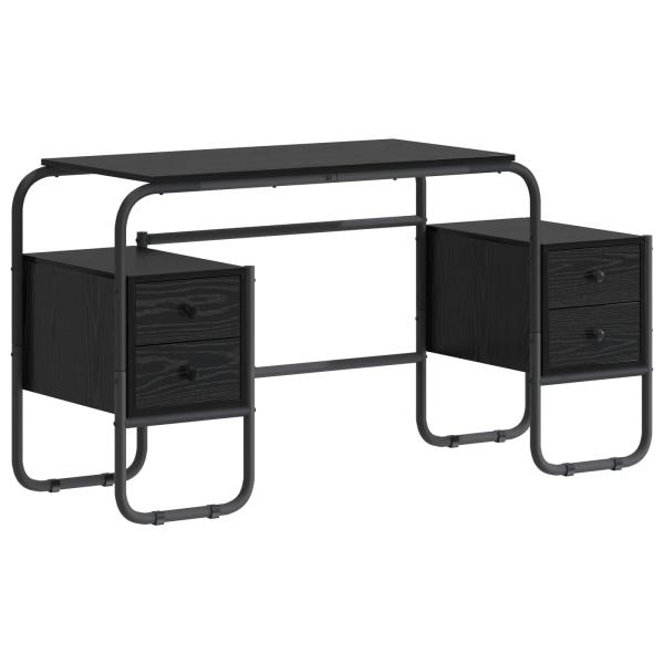 Schreibtisch mit Stauraum Schwarz Eichen-Optik 145 x 50 x 75 cm