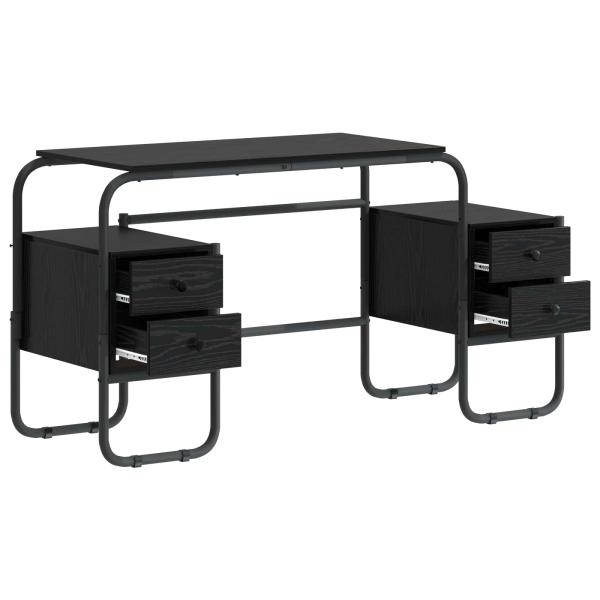 Schreibtisch mit Stauraum Schwarz Eichen-Optik 145 x 50 x 75 cm