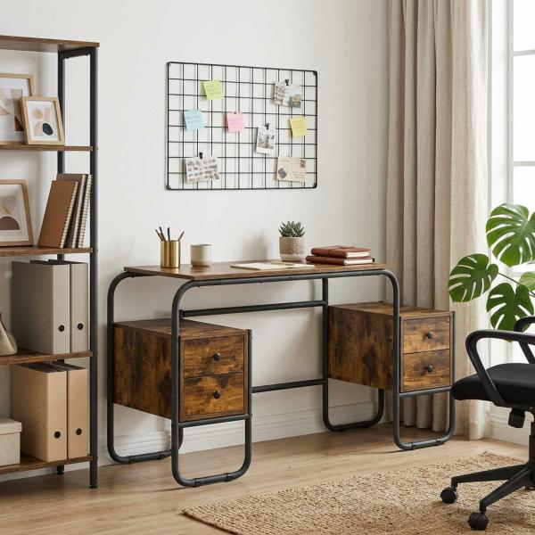 ARDEBO.de - Schreibtisch mit Stauraum Räuchereiche 145 x 50 x 75 cm