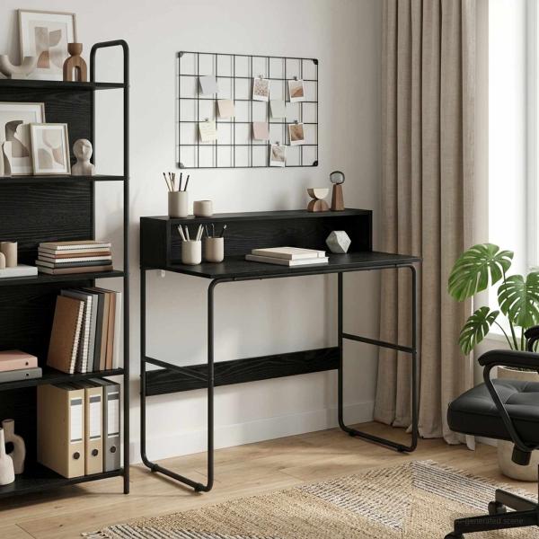ARDEBO.de - Schreibtisch mit Stauraum Schwarz Eichen-Optik 100 x 50 x 91 cm