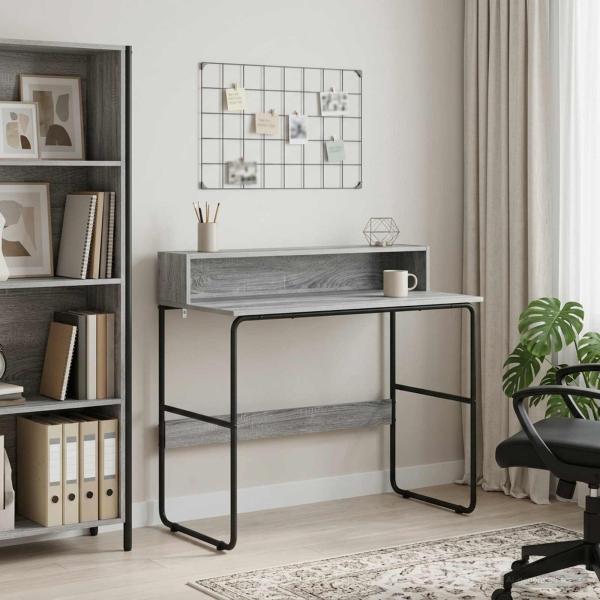 ARDEBO.de - Schreibtisch mit Stauraum Sonoma-Grau 100 x 50 x 91 cm