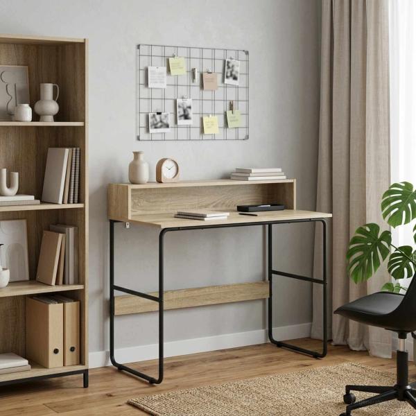 ARDEBO.de - Schreibtisch mit Stauraum Sonoma-Eiche 100 x 50 x 91 cm