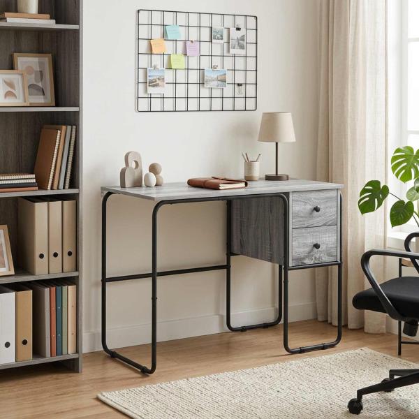 ARDEBO.de - Schreibtisch mit Stauraum Sonoma-Grau 100 x 50 x 75 cm