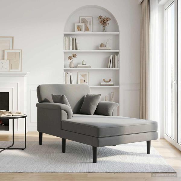 ARDEBO.de - Chaiselongue Dunkelgrau Samt