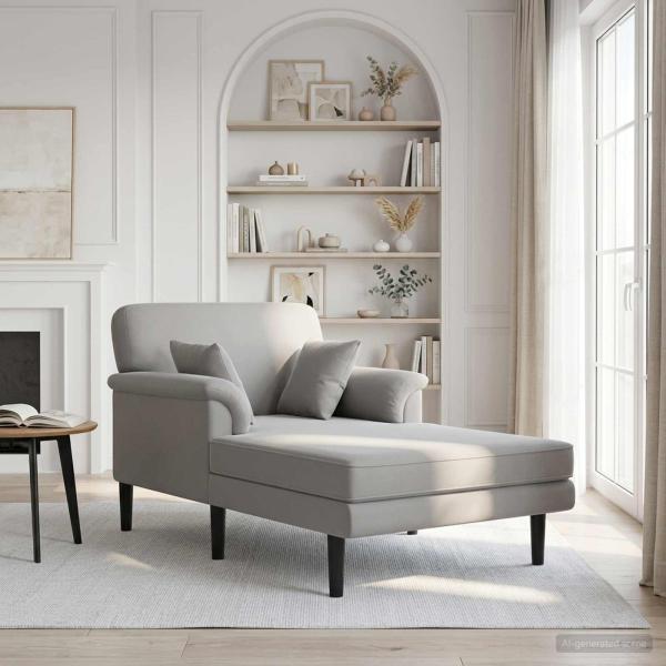 ARDEBO.de - Chaiselongue Hellgrau Samt