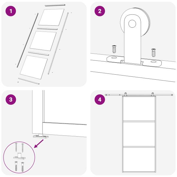 Schiebetür 90 x 205 cm Verbautes Glas und Aluminium