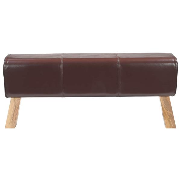 Bank 110 x 30 x 45 cm Echtes Leder Dunkelbraun