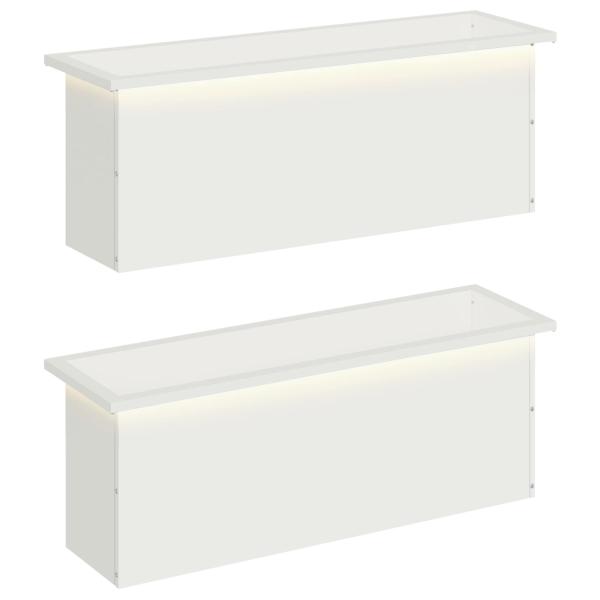 Garten-Pflanzkübel mit LED 2 stk. Weiß 30 × 100 × 30 cm Stahl