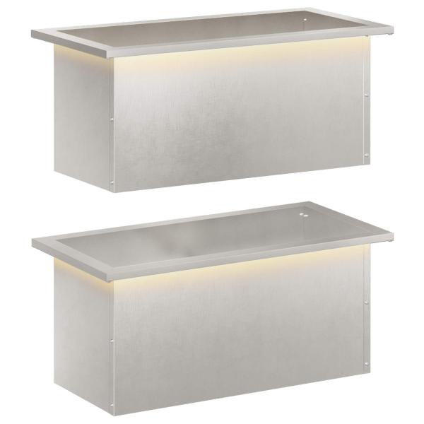 Garten-Pflanzkübel mit LED 2 stk. Silber 30 × 60 × 30 cm