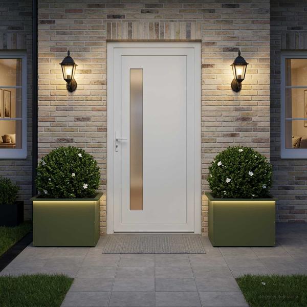 Garten-Pflanzkübel mit LED 2 stk. Olivgrün 40 × 60 × 40 cm