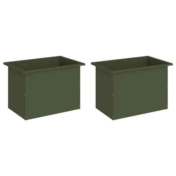 Garten-Pflanzkübel mit LED 2 stk. Olivgrün 40 × 60 × 40 cm