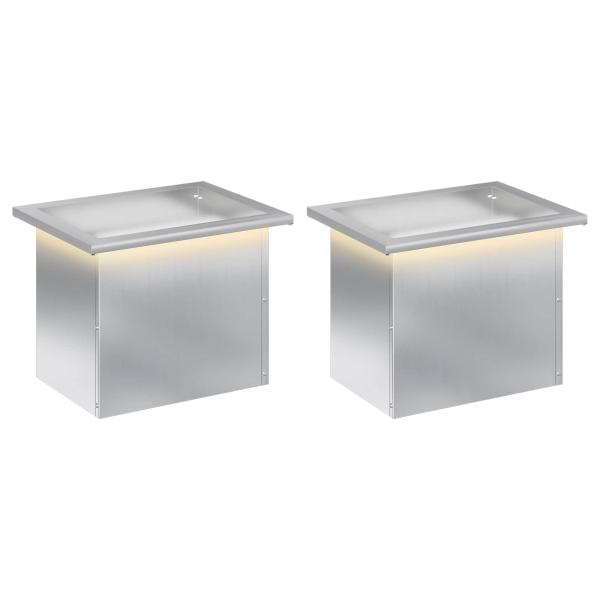 Garten-Pflanzkübel mit LED 2 stk. Silber 30 × 40 × 30 cm