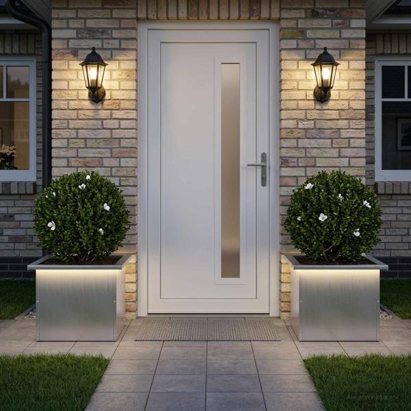 Garten-Pflanzkübel mit LED 2 stk. Silber 30 × 40 × 30 cm