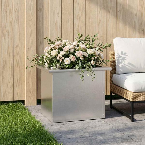Garten-Pflanzkübel mit LED Silber 30 × 40 × 30 cm Edelstahl