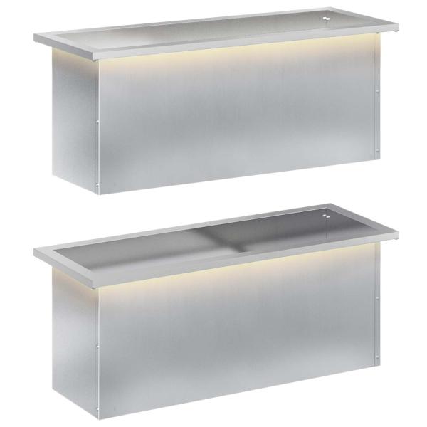 Garten-Pflanzkübel mit LED 2 stk. Silber 30 x 80 x 30 cm