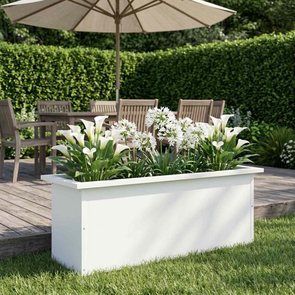Garten-Pflanzkübel mit LED Weiß 30 x 80 x 30 cm Stahl