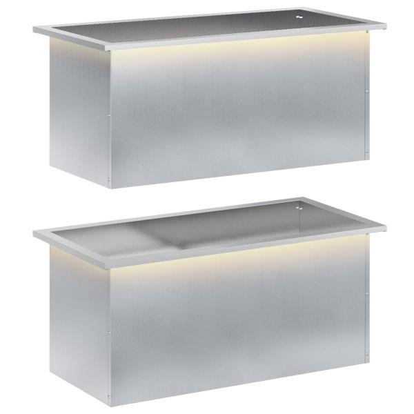 Garten-Pflanzkübel mit LED 2 stk. Silber 40 x 80 x 40 cm